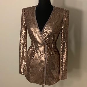 BCBGMAXAZRIA Harden Sequin Blazer Jacket Dress S